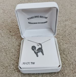 Sterling Silver .10ct Black Diamond Cat Necklace
